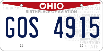 OH license plate GOS4915