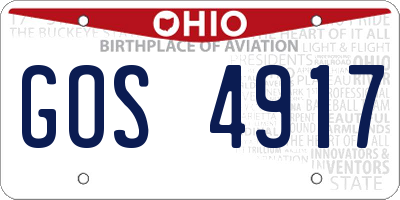 OH license plate GOS4917