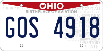 OH license plate GOS4918