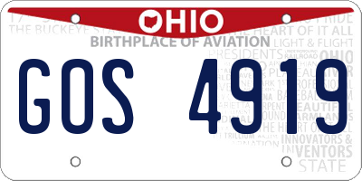 OH license plate GOS4919