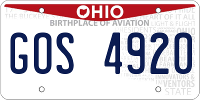 OH license plate GOS4920
