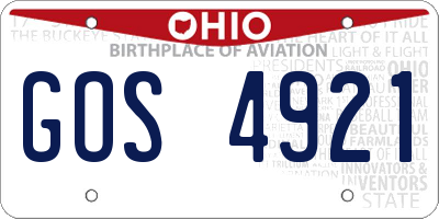 OH license plate GOS4921
