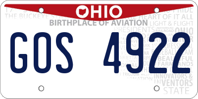 OH license plate GOS4922