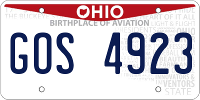 OH license plate GOS4923