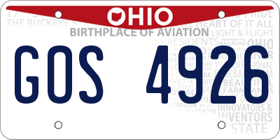 OH license plate GOS4926