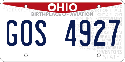 OH license plate GOS4927
