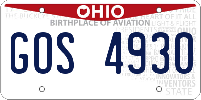 OH license plate GOS4930