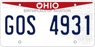 OH license plate GOS4931