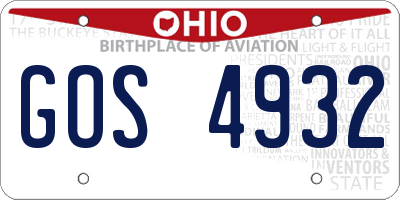 OH license plate GOS4932
