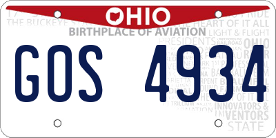 OH license plate GOS4934