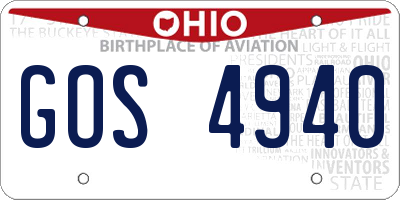 OH license plate GOS4940