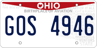 OH license plate GOS4946