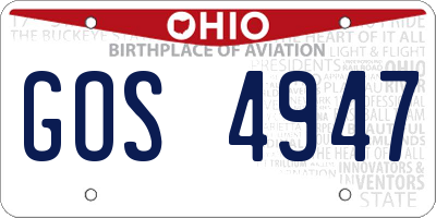 OH license plate GOS4947