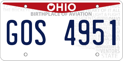 OH license plate GOS4951