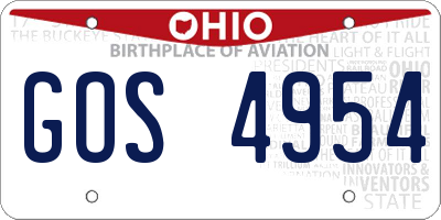 OH license plate GOS4954