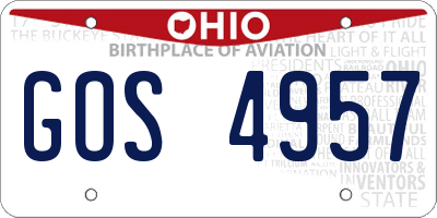 OH license plate GOS4957