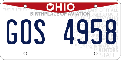 OH license plate GOS4958