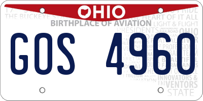OH license plate GOS4960