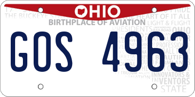 OH license plate GOS4963