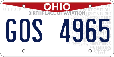 OH license plate GOS4965