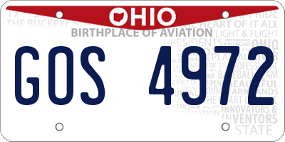 OH license plate GOS4972