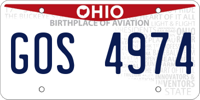 OH license plate GOS4974
