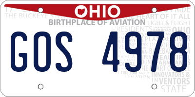 OH license plate GOS4978