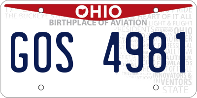 OH license plate GOS4981