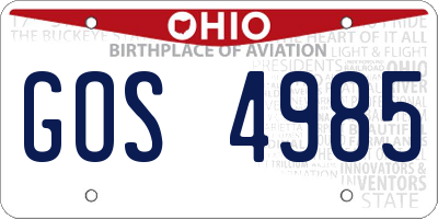 OH license plate GOS4985