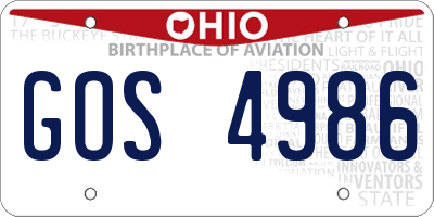 OH license plate GOS4986