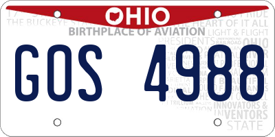 OH license plate GOS4988