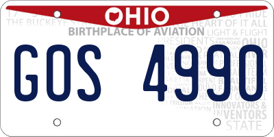 OH license plate GOS4990