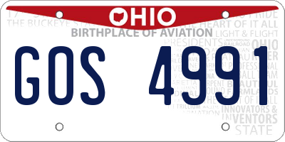 OH license plate GOS4991