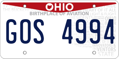 OH license plate GOS4994