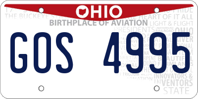 OH license plate GOS4995