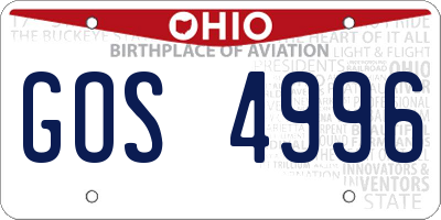 OH license plate GOS4996