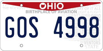 OH license plate GOS4998
