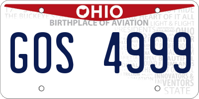 OH license plate GOS4999