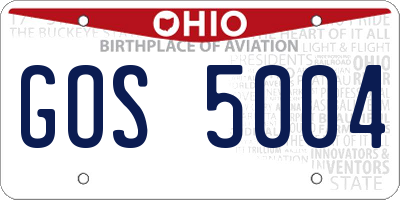 OH license plate GOS5004