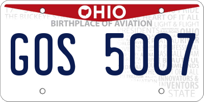 OH license plate GOS5007