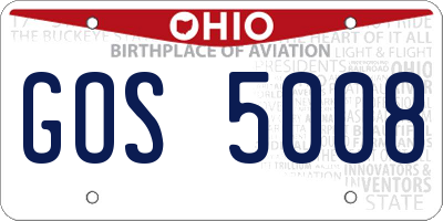 OH license plate GOS5008