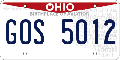 OH license plate GOS5012