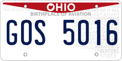 OH license plate GOS5016