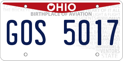 OH license plate GOS5017