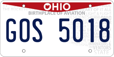 OH license plate GOS5018