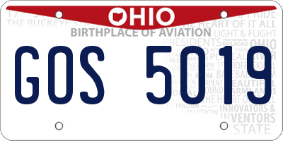 OH license plate GOS5019