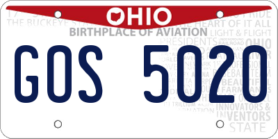OH license plate GOS5020