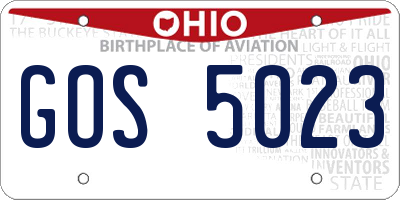 OH license plate GOS5023