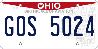 OH license plate GOS5024