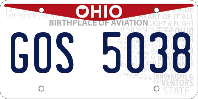 OH license plate GOS5038